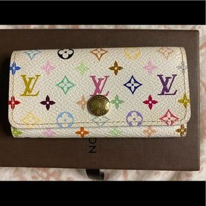 Louis Vuitton Multicolor 4 key holder white raisin